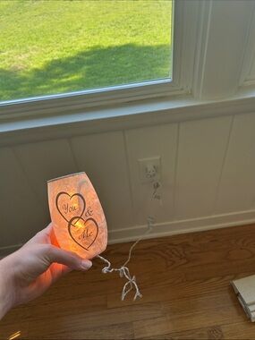 You & Me Heart Glass Wax Warmer Light - Pink/Orange Glow